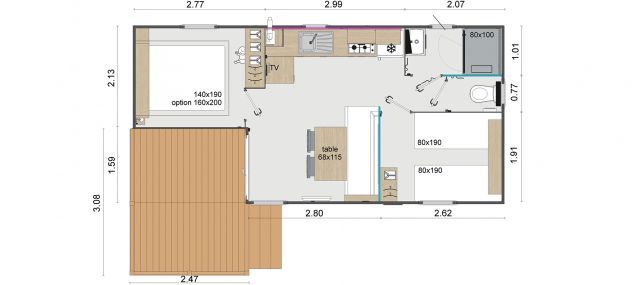 Plan Mobil-home Rapidhome Lodge Lodge 80 TG