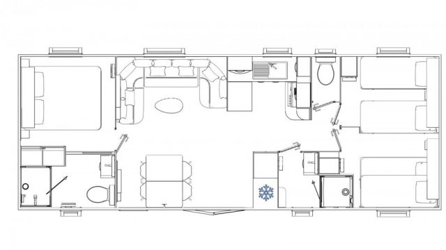 Plan Mobil-home Trigano Intuition Passion - 3 chambres - 2 salles de bain