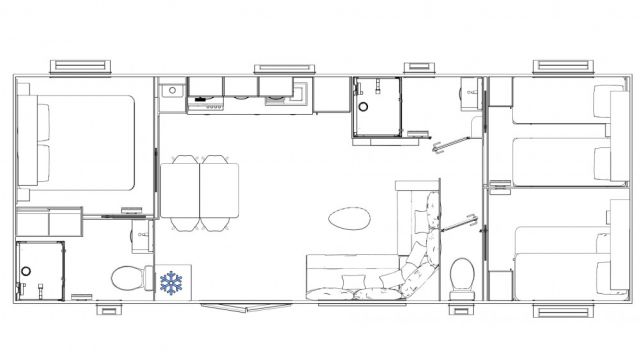 Plan Mobil-home Trigano Inspiration Inspiration - 3 chambres - 2 salles de bain